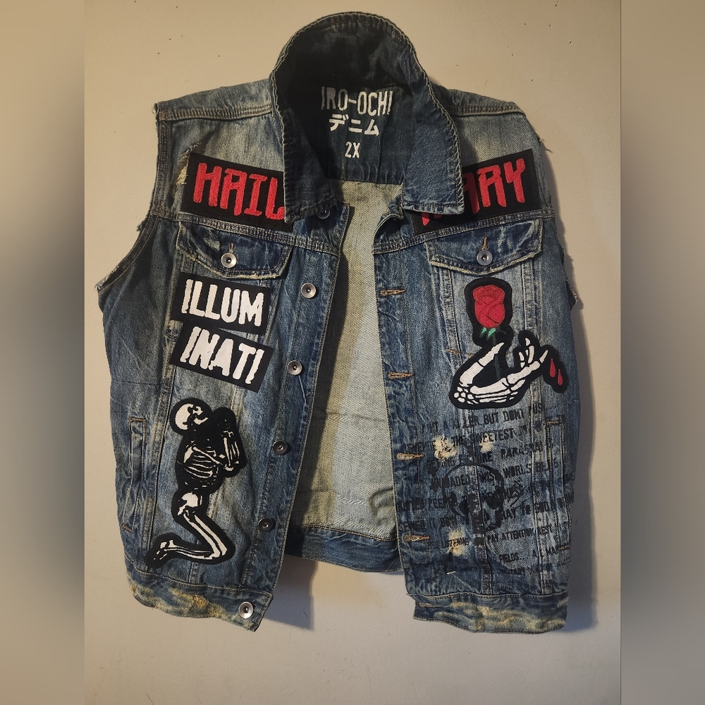 Iron Maiden Denim Vest with patchwork